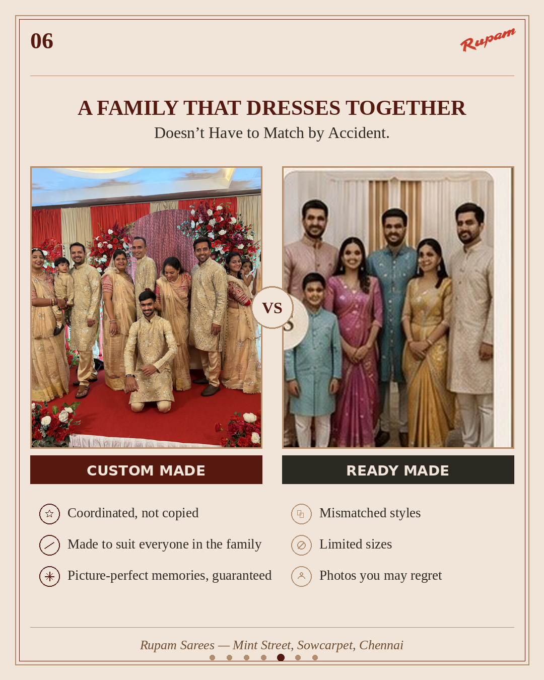 Matching family custom outfits vs mismatched readymade sizes - Rupam Sarees