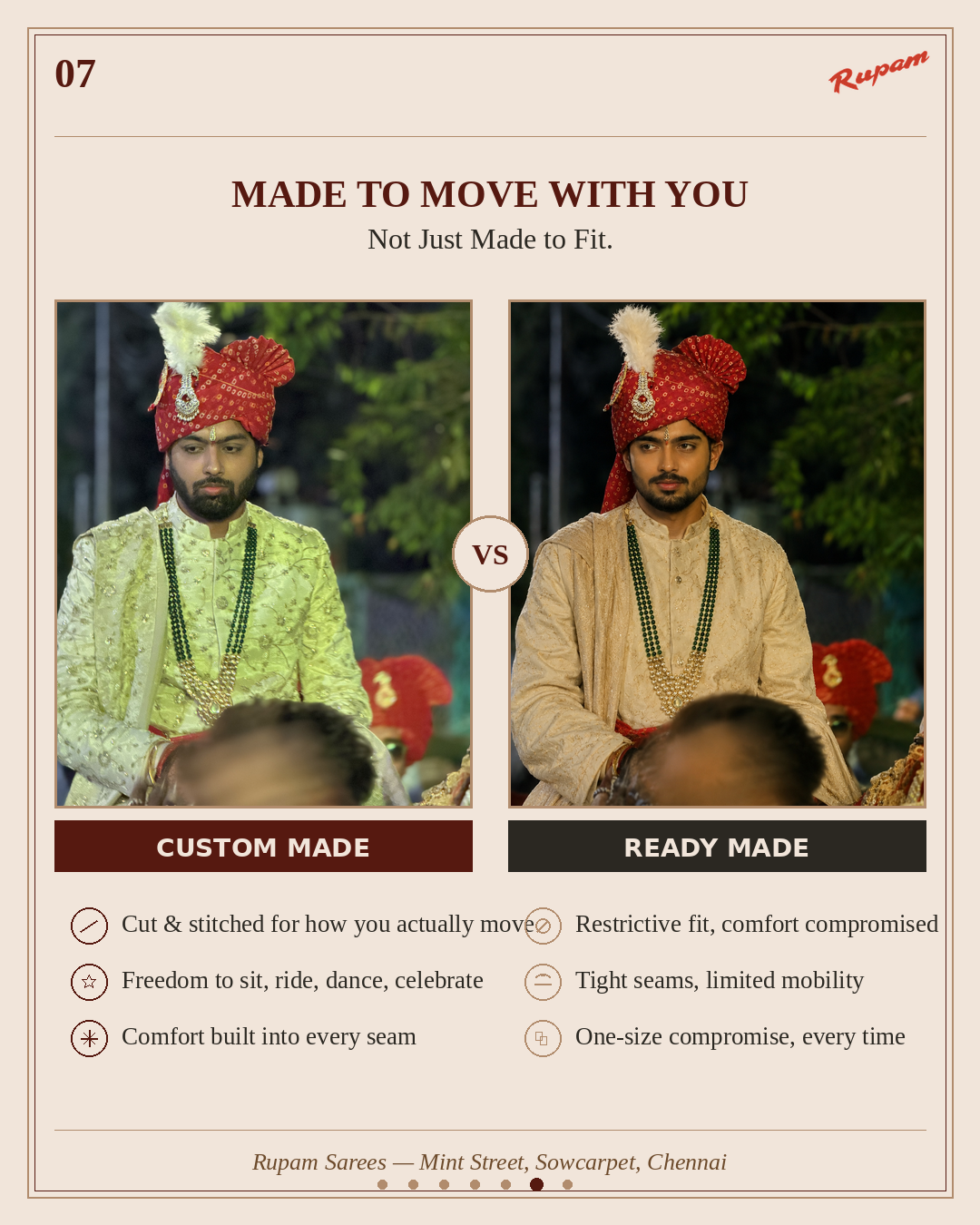 Comfortable custom made outfit for movement vs restrictive readymade fit
